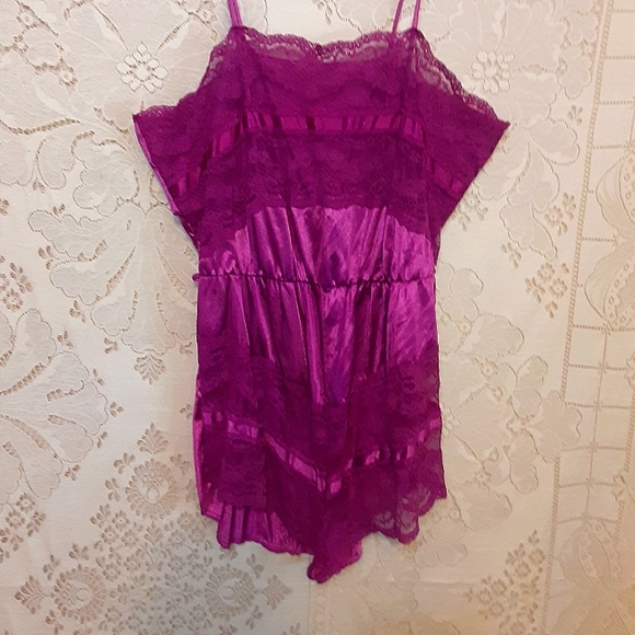 Vintage 70s Pink Lace Lingerie Teddy Bodysuit S/M
